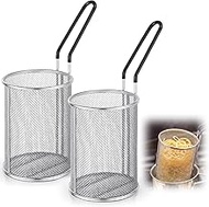 Blulu 2 Pack Stainless Steel Pasta Strainer Baskets with Handles 5-1/4" D x 7" H Commercial Grade Bo