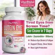 Nutra Botanics Lutein Eye Supplement 60's - Bilberry Zeaxanthin - Eye Health, Vision Support, Blue L
