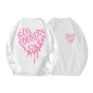 "Sweater Oversize Fashion Long Sleeve - Pink Heart Wenz Graffiti Kaos katun love Cewek Korean Style"