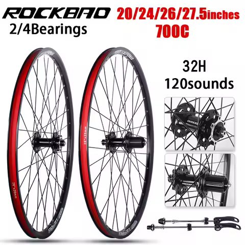 ROCKBAO Mountain Bike Wheelset 24/26/27.5/700C Disc Brake 4Bearings 7-11speed Quick Release 29er 120