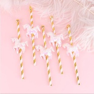 5 Pcs Glitter Cake Topper Carousel Horses Birthday Cupcake Toppers Party Decor