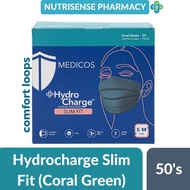 Medicos 4ply Hydrocharge Slim Fit Medical Face Mask (Coral Green) - 50's