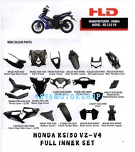HLD HONDA RS150 V2 V3 V4 RS 150 FULL COMPELTE INNER COVER SET / KAVER HITAM BODYSET ( 19 PCS )