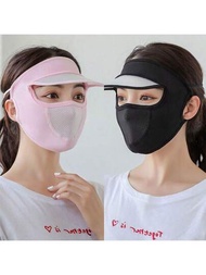 1 mascarilla de seda de hielo transpirable antirradiación UV y antideslumbrante para ciclismo en verano, cubierta facial delgada estereoscópica 3D para mujer sin dejar marcas