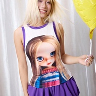 Women's Cartoon Print Round Neck Casual Versatile Tank Top Graphic Tops Gyaru Clothes White Tops Y2k