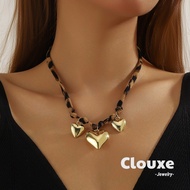 Women's Necklace Leopard Pattern Heart Pendant Necklace Niche Design Luxury Metal Impression for Wom