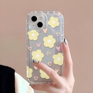 Photo frame airbag soft case for iphone 14promax 11 13 12 7Plus 8 6 X XS Max cute yellow flower cover