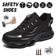 TOMITANY Rotating Button Work Safety Shoes Men Steel Toe Work Shoes Air Cushion Proctective Safety B