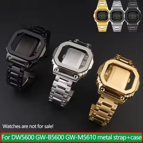 Stainless Steel Case + Strap for G-SHOCK Casio DW-5600 GWM5610 GW-B5600 GM-5600 Modified Fashionable