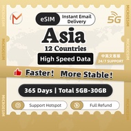 eSIM Asia 5G Pro Total High Speed Data | 1-30 Days Travel Roaming | Southeast Asia | East Asia | Sou