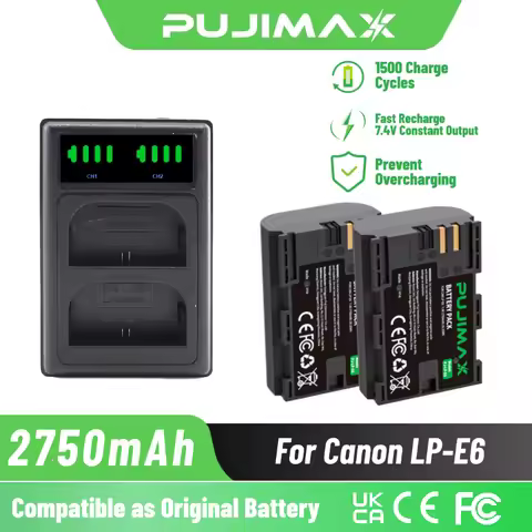 PUJIMAX LP-E6 2750mAh 7.4V Rechargeable battery for Canon E0S 5D 5DS 7D Character II 60D 60Da 70D 80