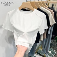 [In stock] Modal short-sleeved t shirt woman /Designer slim-fit women top/Crop top