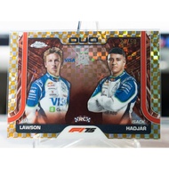 2025 Topps Chrome F1 liam lawson isack Hadjar Gold Checker Flag Duo /50