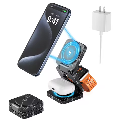KUXIU X55 Nature Style Magnetic Wireless Charger, Foldable Charging Stand For iPhone 17 16 15 14 13 