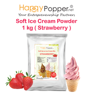Happypopper Soft Ice Cream Powder Strawberry 1 kg Serbuk Tepung Aiskrim Premium Taste 1kg Premix Mix