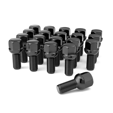 14x1.5 28mm Shank OEM 20pcs Black Ball Seat Lug Bolts for A4 A5 A6 A7 A8 S3 S4 S5 S6 S7 S8, Fit CC G