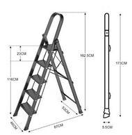 ONE - 加厚室內伸縮登高梯（麵包款 鋼琴黑 五步梯）