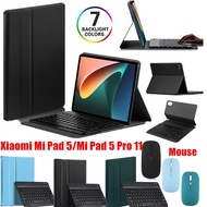 For Xiaomi Mi Pad 5 /Xiaomi Mi Pad 5 Pro 11" Cover 7 Color Backlit Detachable Wireless Keyboard Stand Case Mouse