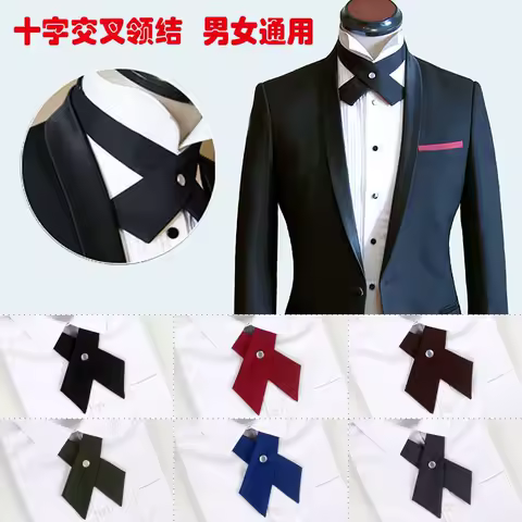 Cross Bow Ties for Men Women Solid Business Casual Cross Tie Formal Dress Men Wedding Metal Collar C