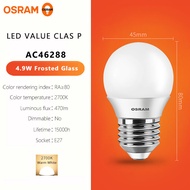 Osram | OSRAM LED P45 E27 Min Ball Bulb 220-240V 3.3W 4.9W Frosted 2700K Warm White LED Value Classi
