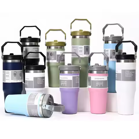 600ML/890ML Thermal Water Bottle With Straw Insulated Cup Tumbler Vacuum Flasks Stainless Steel Coff