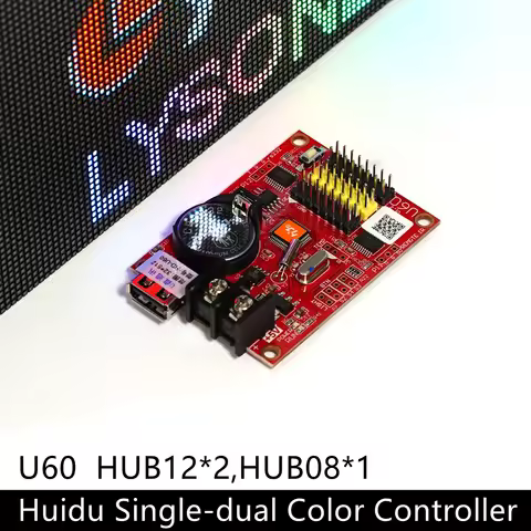 Huidu HD-U60 Small Single-dual Color U-disk P4.75 P10 P16 LED Message Sign Controller HUB12 HUB08 Po