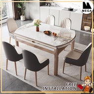 🇸🇬【Free Installation】⚡Nordic Style Sintered Stone Dining Table Extendable Dining Table Round dining 