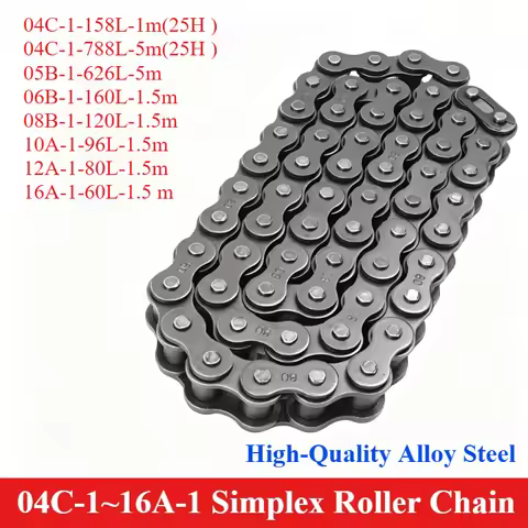 1pcs Single Row Chain 04C 05B 06B 08B 10A 12A 16A Simplex Roller Chain for Industrial Machinery Tran