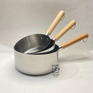 Panci susu Milk Pot Pegangan Kayu 14cm 16cm 18cm Stainless Steel Murah