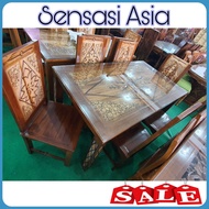 [TEAK WOOD] MEJA MAKAN KAYU JATI MINIMALIS 6 KERUSI /DINNING TABLE SET 6 CHAIRS.