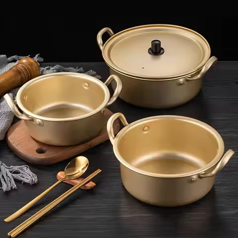 Double-eared Golden Cooking Pot, Ramen, Instant Noodle Pot, Household Instant Noodles, Yellow Alumin