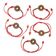 Feng Shui I Ching Ancient Coin Kabbalah Red String Attract Luck Wealth Bracelets