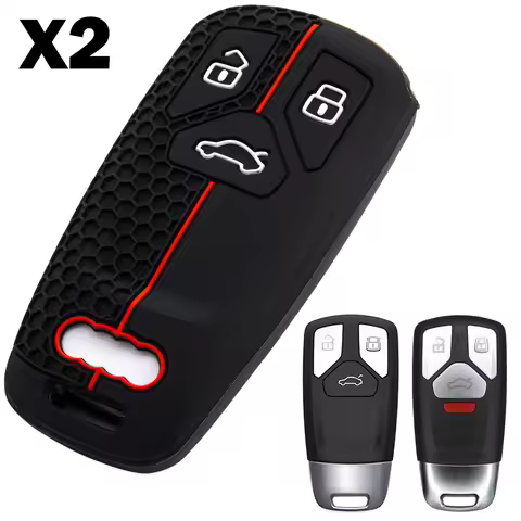 2x Silicone Car Smart Key Fob Cover Case Holder Keychain For Audi A4 allroad B9 A5 Q5 Sportback Q7 S
