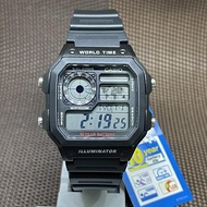 Casio AE-1200WH-1A World-Time World Map Black Resin Digital Sport Watch