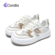 Corolla รองเท้าผ้าใบหัวกลมสีขาวของผู้หญิง รองเท้าลำลองแฟชั่นเกาหลี ระบายอากาศได้ดี ขนาดปกติ อเนกประส