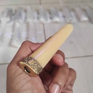 once pipa rokok tulang sapi kuning gading variasi alpaka oval super 10 cm termurah