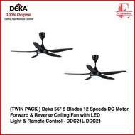 Deka 56" 5 Blades 12 Speeds DC Motor Forward &amp; Reverse Ceiling Fan with LED Light &amp; Remote Control - DDC21L DDC21