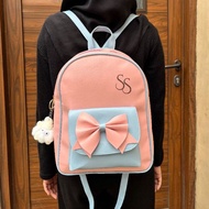 ZAFIRA Tas Ransel Sekolah Wanita Besar Kulit Sintetis Miniso T32 x L9 x P26cm dengan Resleting Tali