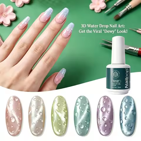 HEMA/TPO Free Top Coat Nailpop HEMA/TPO Free Water Drop Top Coat No Wipe 3D Stereo Bubble Effect Gel