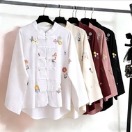 Vintage Floral Embroidery! New Women's Loose Plus-Size Long-Sleeve Shirts, Multi-Color Options, Tren