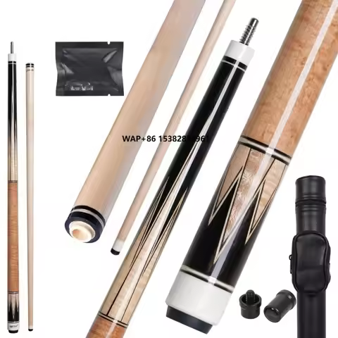 Cueelf Solid Curly Wood Inlay Carom Cue Stick 3/8*8 Joint Tacos 142cm Tip 12mm Maple Wood Shaft