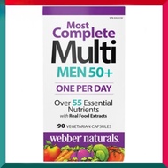 Webber Naturals - 男士50+全效綜合維他命營養素 90 粒素食膠囊 免疫力 前列健康 骨骼關節 失眠 無力 腳軟 精神 運動 鈣鎂鋅硒D3 番茄紅素 平行進口 (效期: 04/202