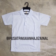 T-Shirt Putih Sekolah Leher Kolar Tangan Pendek / Baju PJ / Baju Sukan