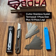 TK-30 Pisau Cutter 18mm Multifungsi 6in1 Baja Cuter Besi Stainless Besar Mata Pisau Cutter Pisau Pemotong Kertas