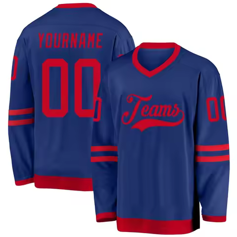 Custom Name & Team Royal Gray Red 3D Printed Fashion Men's Hockey Jersey Summer Unisex Personali Spo
