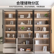 WJ02Bookcase Integrated to Top New Chinese Bookcase Light Luxury High-End Wine Cabinet with Glass Door Display Cabinet W