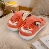 Disney Nick Wilde & Judy Hopps Couple Slippers Women's Slippers, Fuzzy Plush Unisex House Shoes With