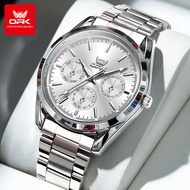OPK นาฬิกาควอตซ์สำหรับผู้ชายของแท้กันน้ำได้ปฏิทินสารพัดประโยชน์ทำจากสแตนเลสสตีลควอตซ์สำหรับนักธุรกิจ
