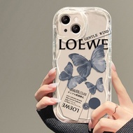 For OPPO A38 A78 A58 A98 A35 F23 K7 A17 A17K A16 A16K A16S A15 A74 A73 INS Fresh Elegant Label Blue Butterfly Wave Cover Soft Phone Case