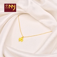NNJ RANTAI LEHER CHOKER 3 LEAF CLOVER HONEYCOMB 5G 999 | 24K GOLD NECKLACE